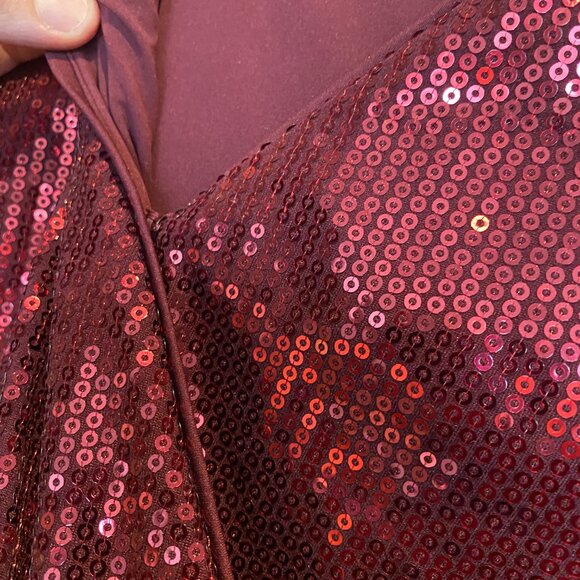 Dynamite Burgundy Sequin Long Sleeve Mini Dress – Size M (NWOT) - Picture 6 of 10